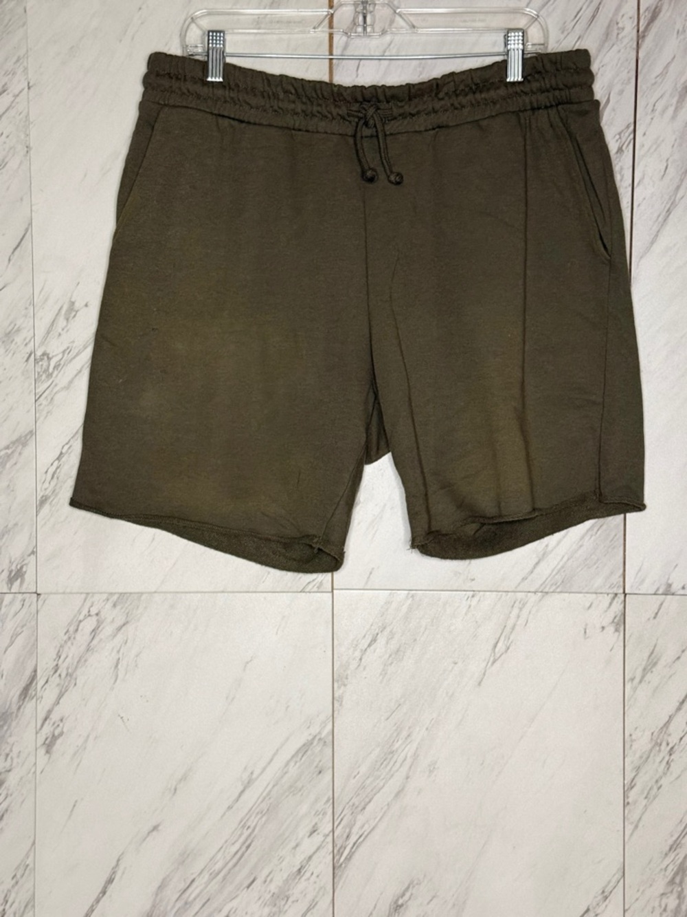 H&M Men’s Fleece Drawstring Olive Green Sweatshorts SZ L
